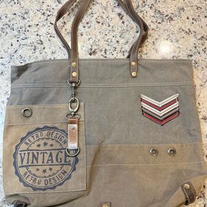 Myra Military Badge Canvas Tote Bag